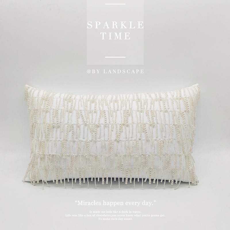 高端家居软装别墅酒店沙发抱枕手工珍珠腰枕靠垫女神卧室拍照道具