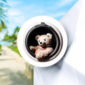 布偶熊汽车贴纸电动车机车油箱盖车贴个性 创意头盔行李箱防水装 饰