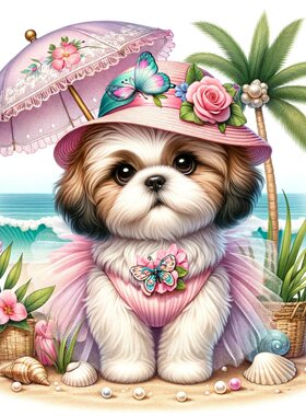 创意西施犬贴纸贴画家用餐厅厨房冰箱贴橱柜装饰自粘贴