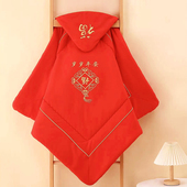 新生宝宝四季 抱被大红喜庆纯棉婴儿秋冬包被高品质送礼婴儿用品