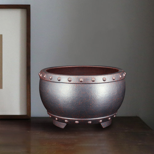 李记传统高圆口鼓钉紫砂盆程良正