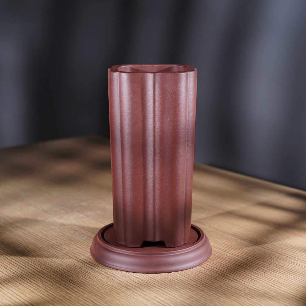 精品云竹文竹悬崖兰花签筒紫砂盆