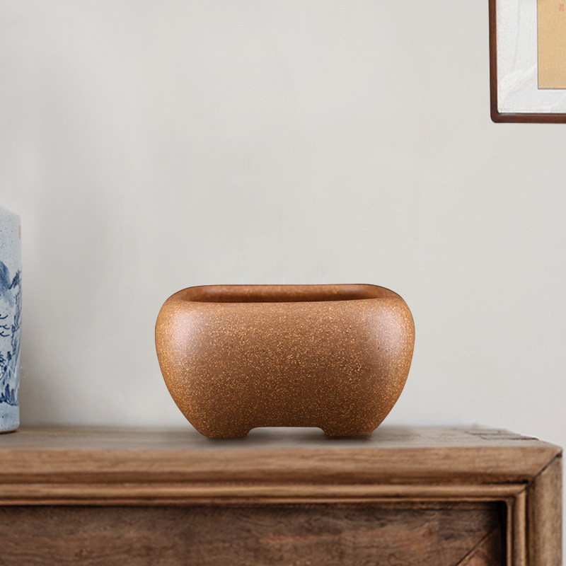 高档精品宜兴原矿许成安紫砂花盆