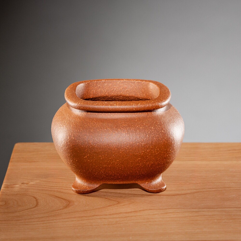 高档精品把玩老降坡泥料精制名家冯长根小四方切角四方传炉紫砂盆