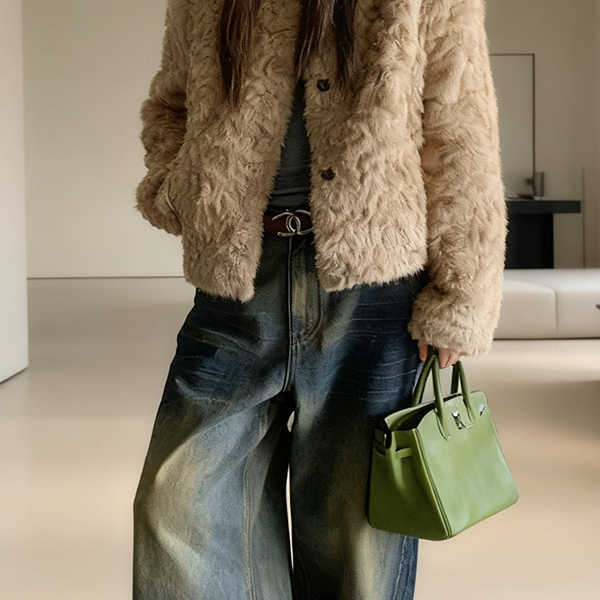 Ranwear毛呢外套小湖羊环葆皮草