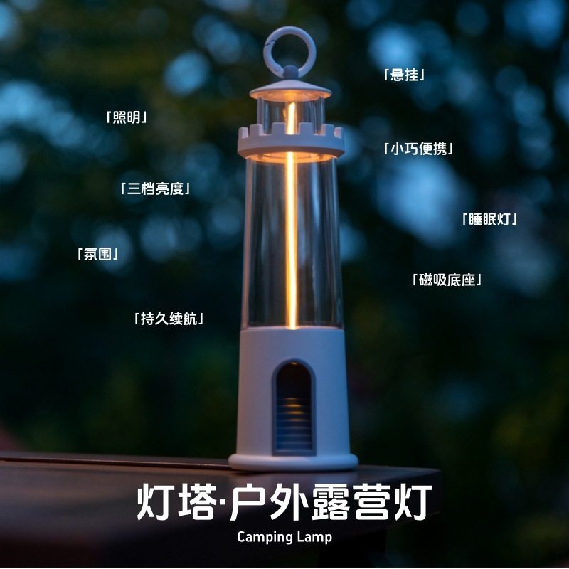 复古灯塔氛围露营灯手提磁吸悬挂