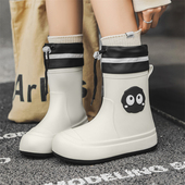 日系新款 外穿防水防滑雨鞋 软底成人水鞋 可爱雨靴女款 中大童儿胶鞋