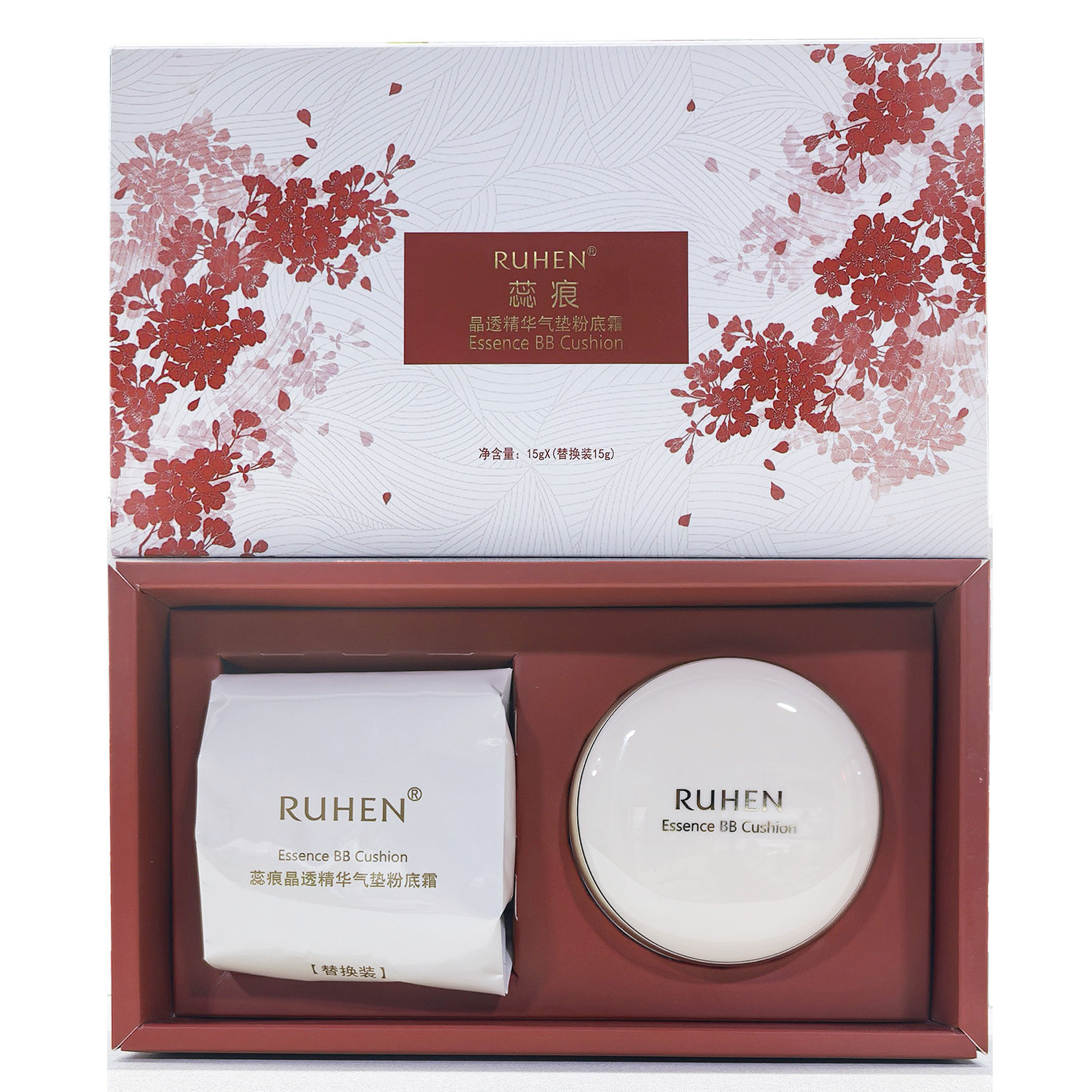 RUHEN蕊痕晶透精华气垫粉底霜bb霜遮瑕持久修颜提亮保湿送替换装