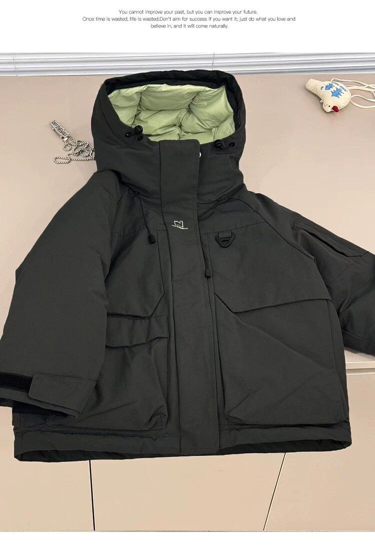 波拉bora男童帅气工装羽绒服秋冬装儿童白鸭绒保暖冲锋衣外套潮