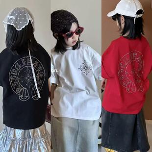 现货波拉韩国童装男女童短袖T恤衫25春韩版新款儿童洋气大童上衣