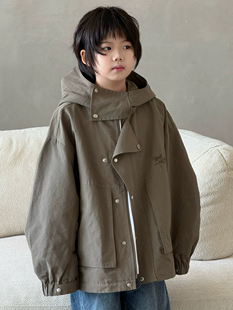 现货波拉韩国童装男童冲锋衣外套春秋季新款儿童防水夹克上衣潮