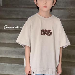 ANNAZOZO问题童装男女童纯棉短袖T恤2025春韩版新款儿童大童上衣