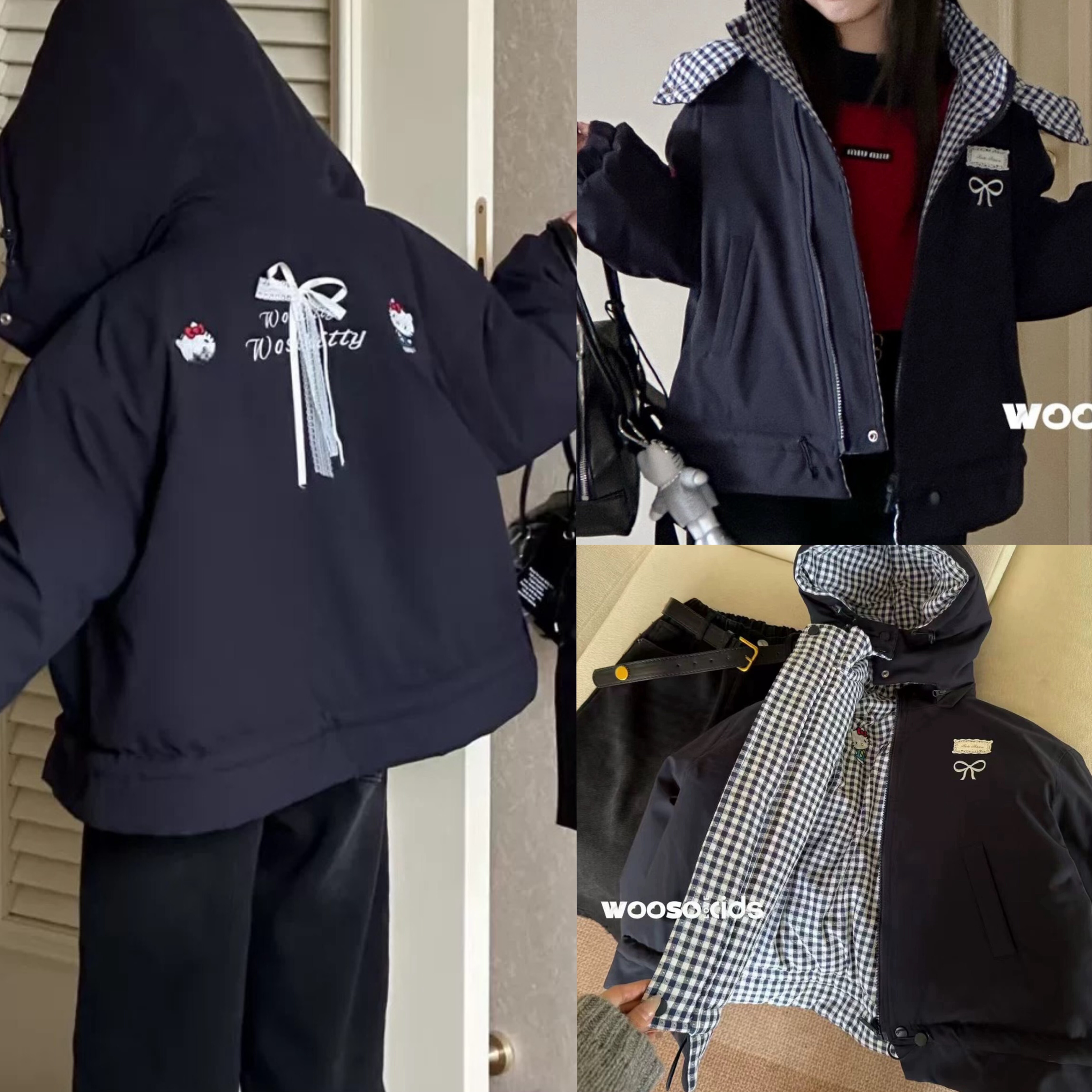 波拉韩国童装新款儿童连帽外套男女童秋冬款休闲夹克衫棉衣棉服