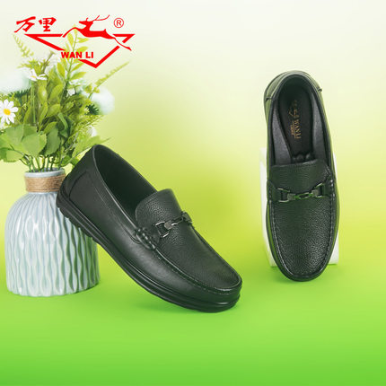 万里新款商务休闲鞋真皮正装低帮鞋简约一脚蹬软皮男鞋HYT1129DS