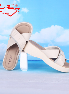 万里新款夏季外穿舒适时尚凉拖鞋厚底百搭女鞋HBT4352
