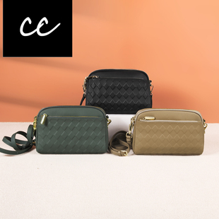 CC新款 真皮腋下包包女休闲斜挎包通勤单肩包质感菱格手拿包2518