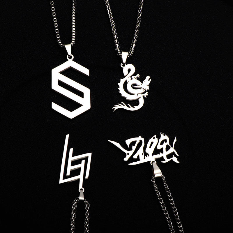 嘻哈项链网红hiphopo明星logo 王力宏毛衣链定制图案字母吊坠鹿晗