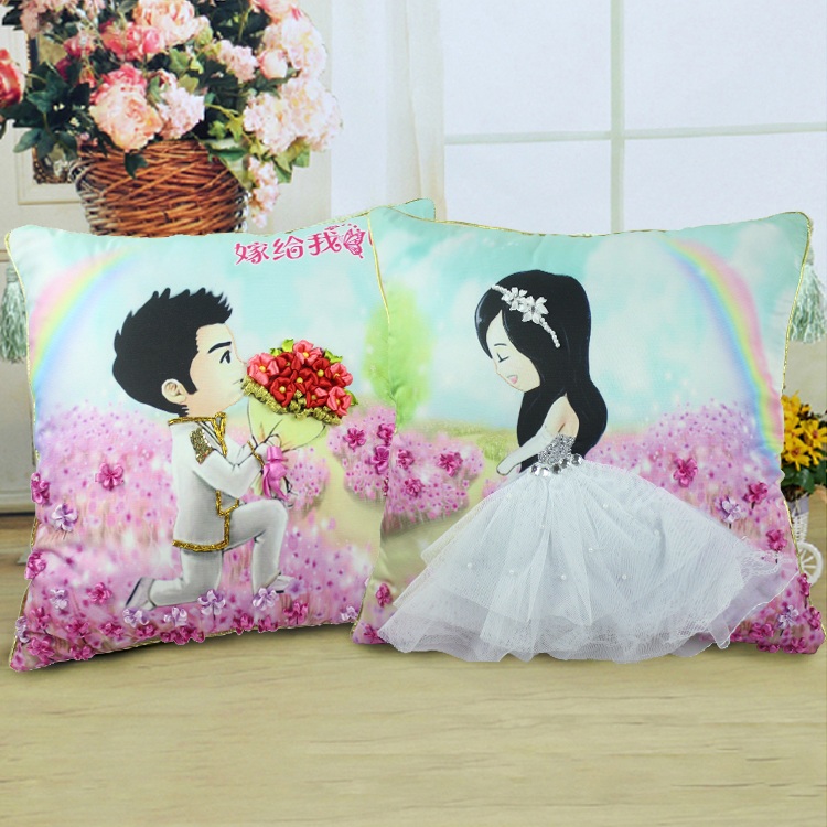 丝带绣2025新款初学手工刺绣diy自绣材料包彩带十字绣结婚抱枕套