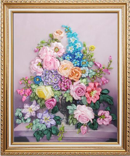 新款diy材料包欧式风花卉丝带绣