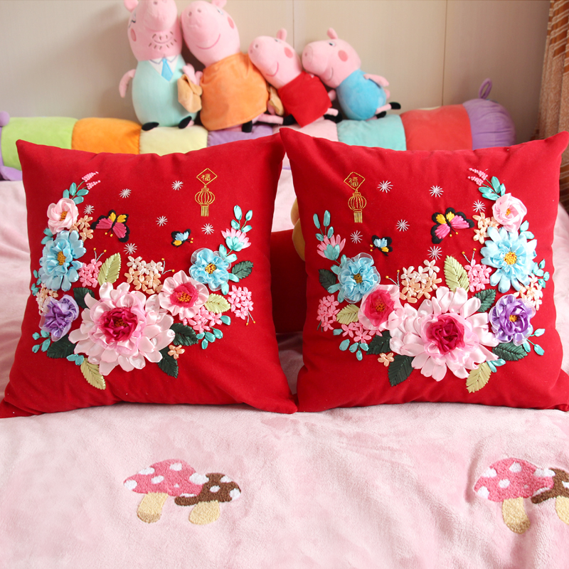 新款红色喜庆风diy材料包丝带绣