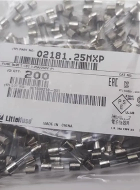原装力特 02181.25MXP 参数1.25A 250V 5*20慢熔玻璃保险丝管现货