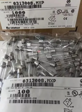 原装力特 0313008.MXP 参数 8A 250V 6*32 慢熔玻璃管保险丝 现货