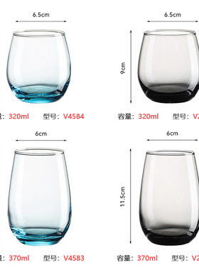 酒店专用玻璃杯透明耐热蛋形杯彩色高颜值水杯商用餐厅果汁饮料杯