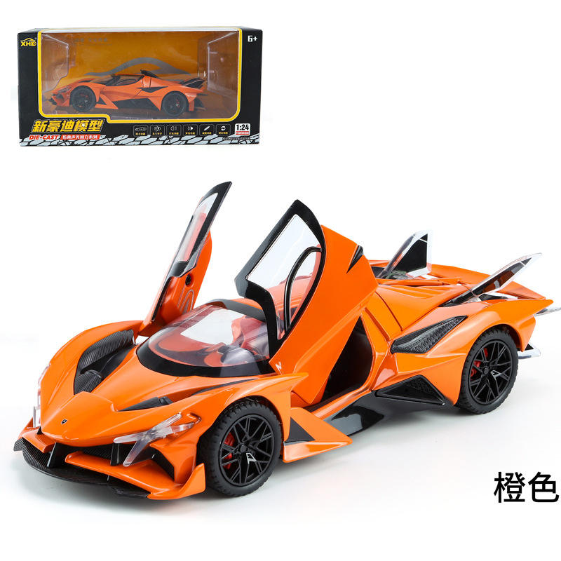 新款 新豪迪1/24阿波罗EVO合金汽车模型太阳神超跑声光玩具盒装