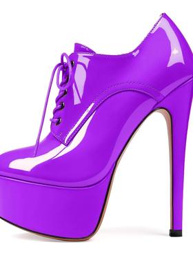 新款 202516cm超高跟鞋细跟恨天高系带5厘米大码防水台糖果短靴女