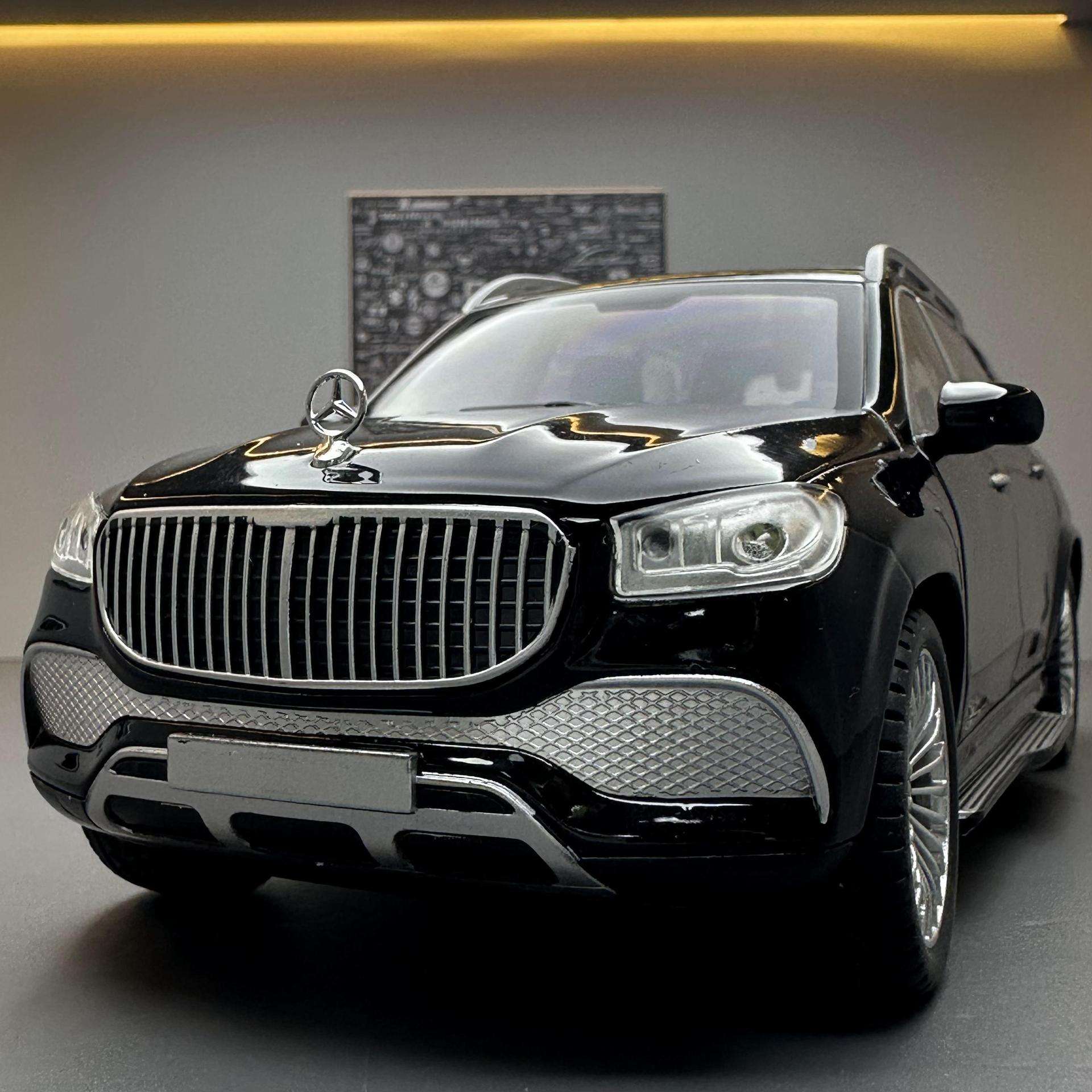 驰美合金车模迈巴赫GLS600带声光滑行玩具越野车音乐模型摆件藏品