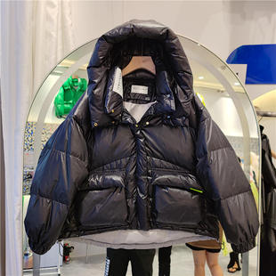 秋冬羽绒服女短款连帽立领彩色面包服加厚小个子冬外套潮常规