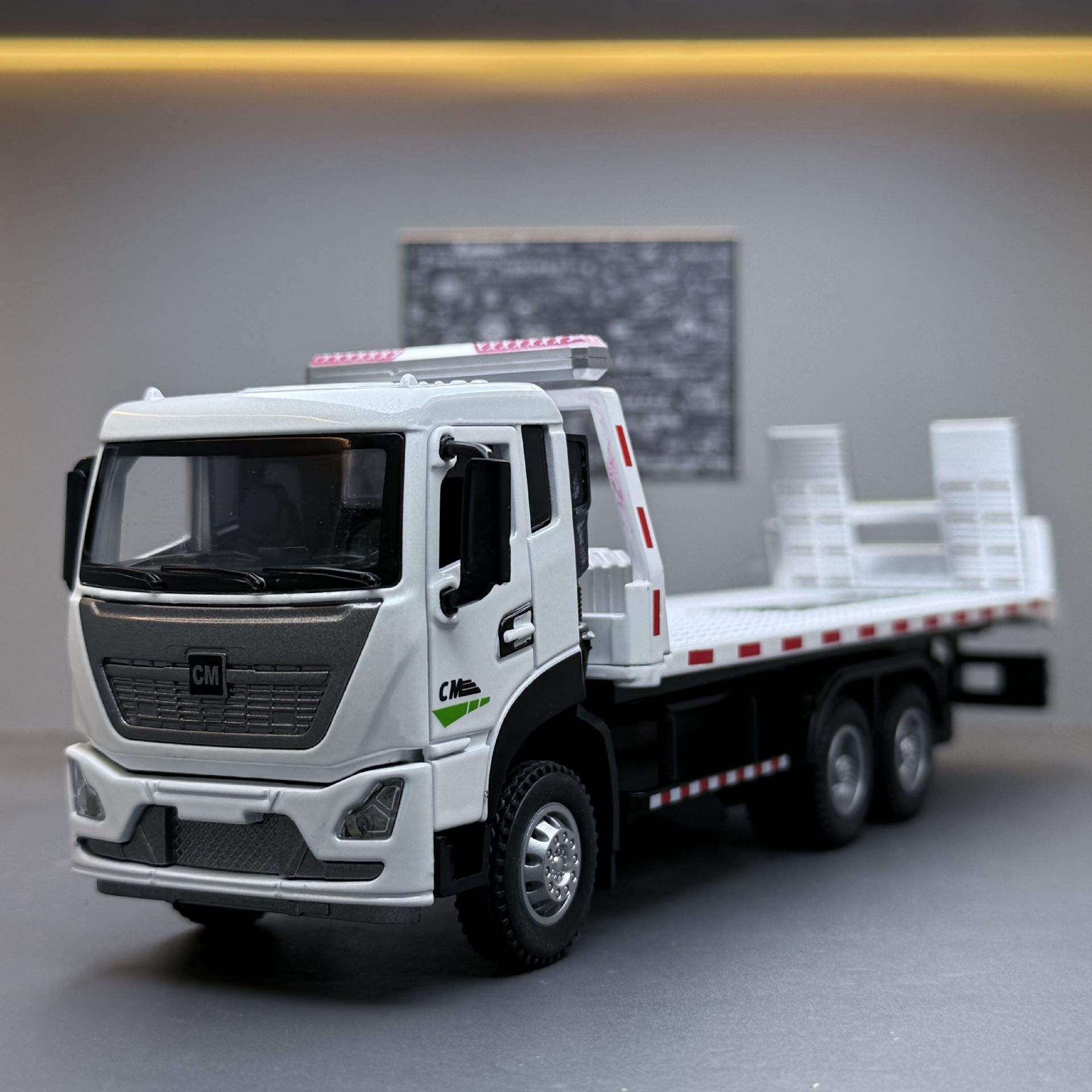 新款驰美合金车模1:32道路拯救平板车声光玩具车音效模型摆件