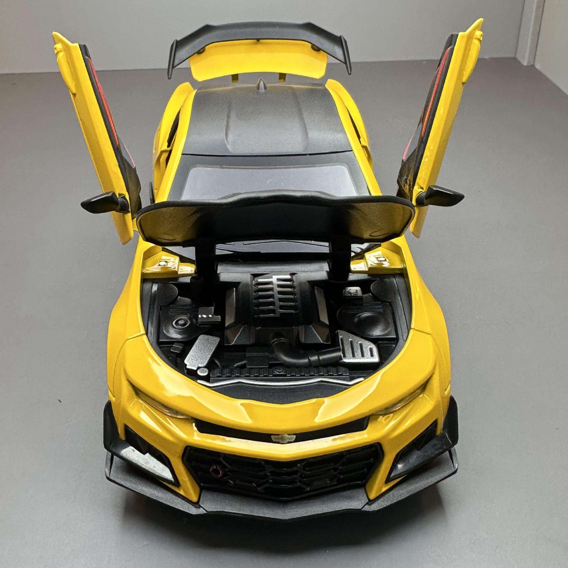 新款(散装)车致合金车模1:24大黄蜂跑车带声光玩具车音乐模型摆件