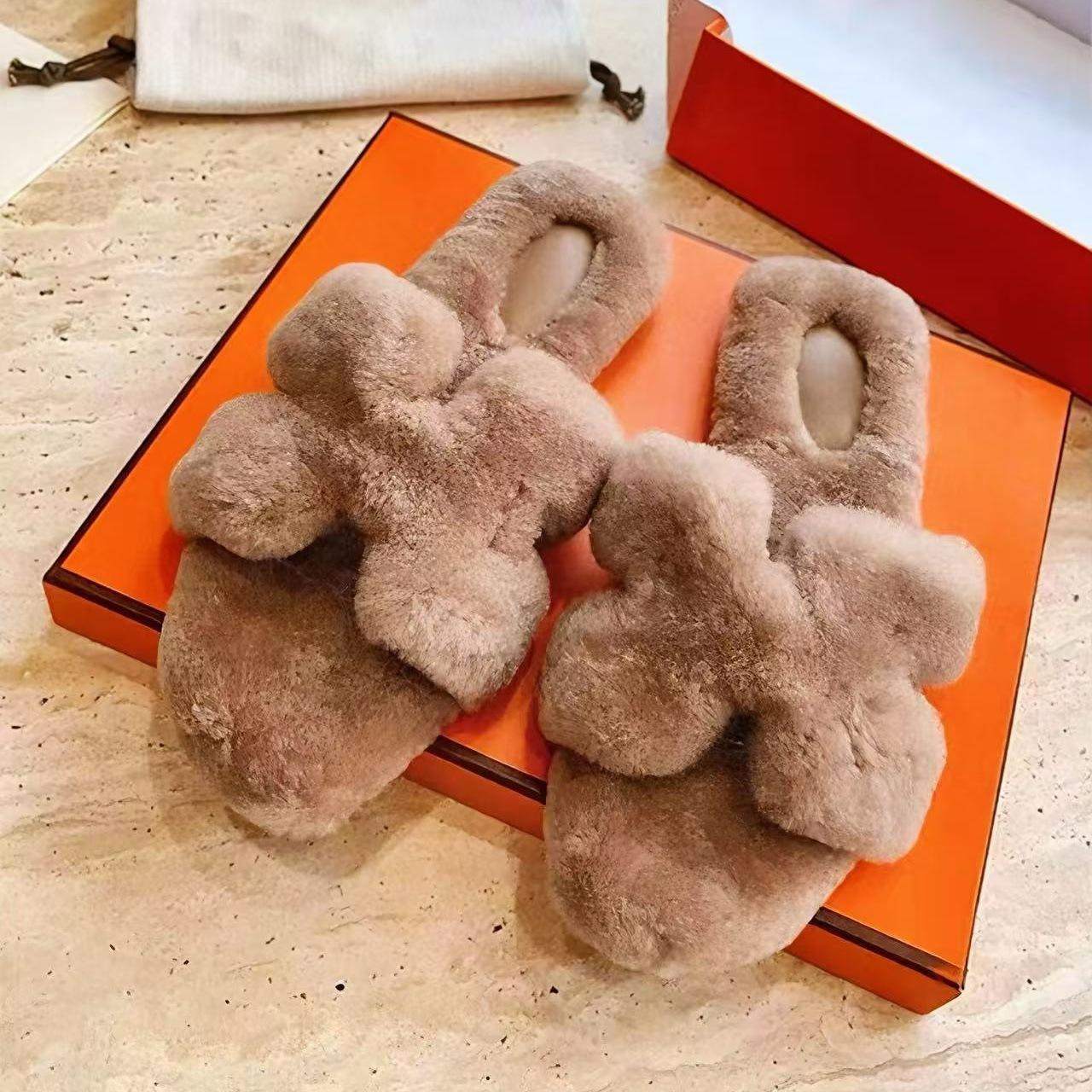 新款 全真毛！小众H型平底毛毛拖鞋2025秋冬百搭网红方头休闲毛拖,女鞋,毛毛鞋,淘宝优惠券,粉丝福利购,淘宝优惠卷