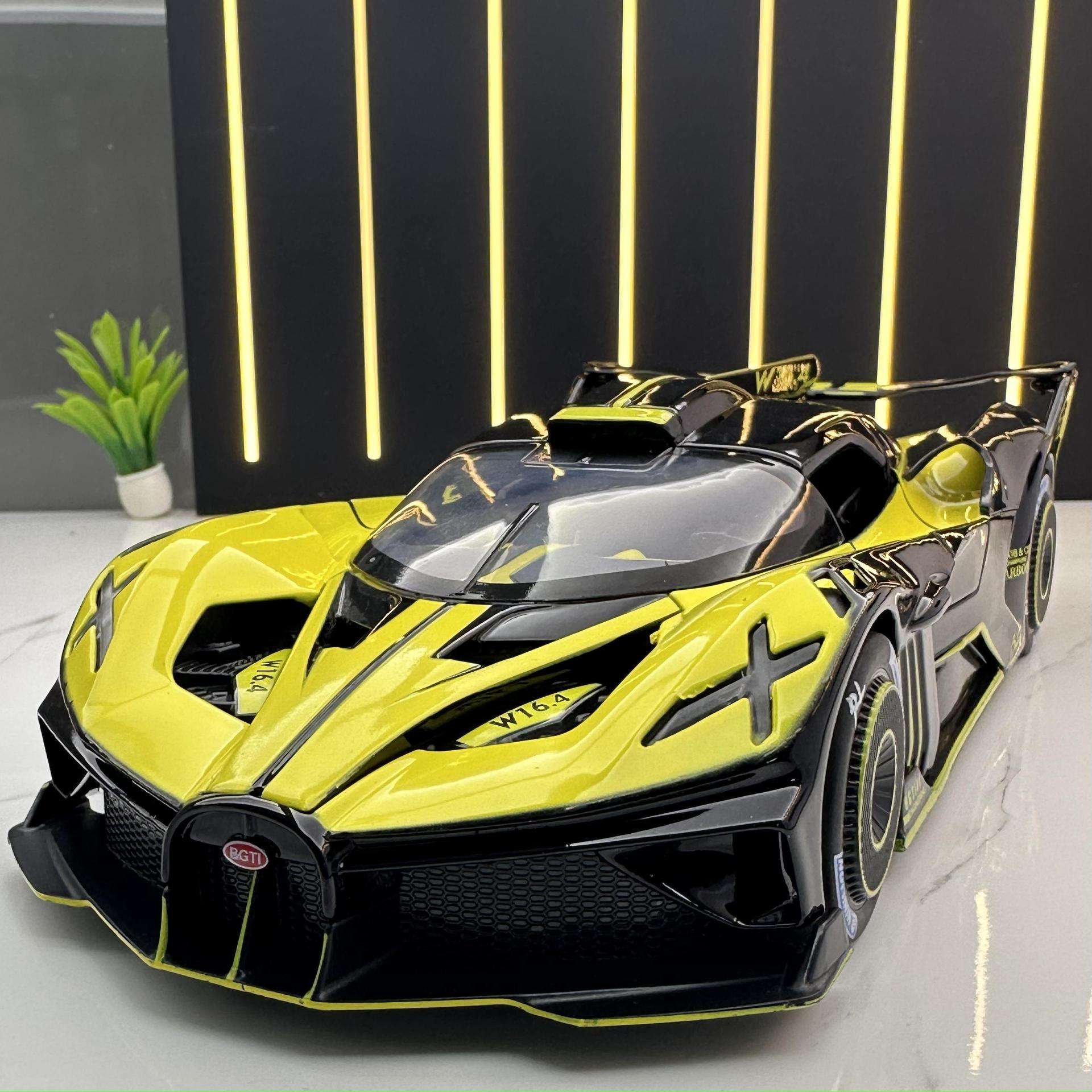 新款新豪迪合金车模1:24布加笛BOLODE跑车声光玩具车音乐模型摆件