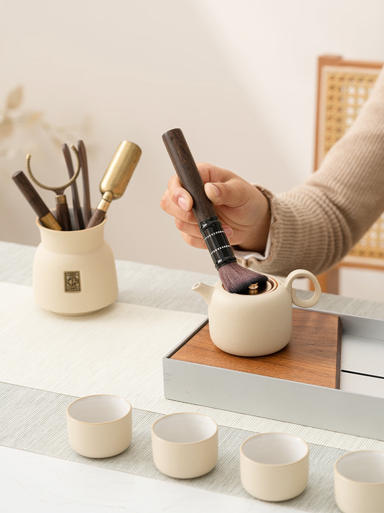 米黄茶道六君子套装功夫茶具配件茶刀茶夹茶笔刷泡茶工具用品大全