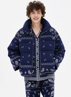 CNNAKUPENDA秋冬满印腰果花棉服NKPD男女情侣宽松休闲羽绒服外套