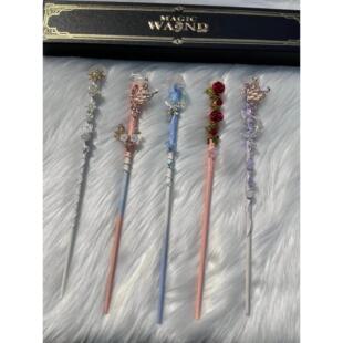 手工魔杖哈利波特荆棘玫瑰蛇院魔杖水晶魔杖发簪魔法棒发钗