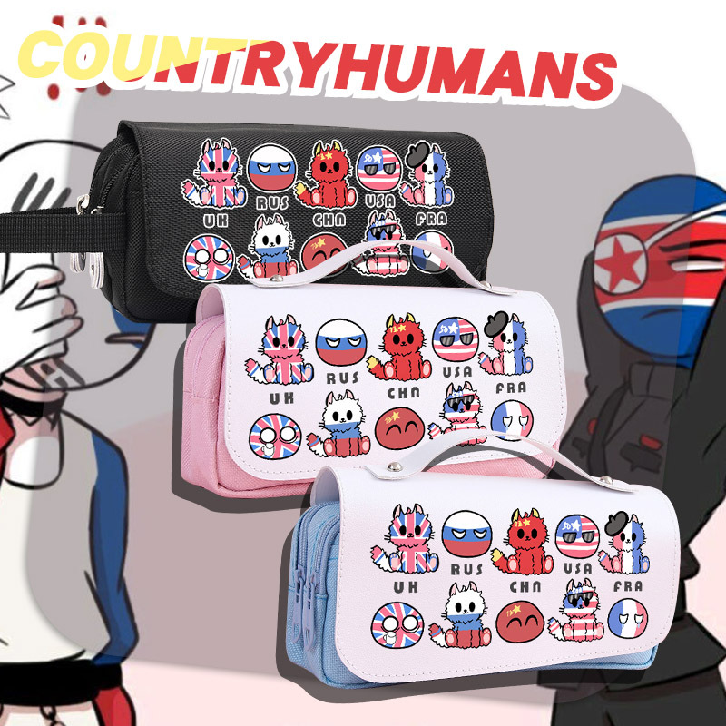 countryhumans ch国拟五常周边笔袋学生卡通女大容量文具盒皮质