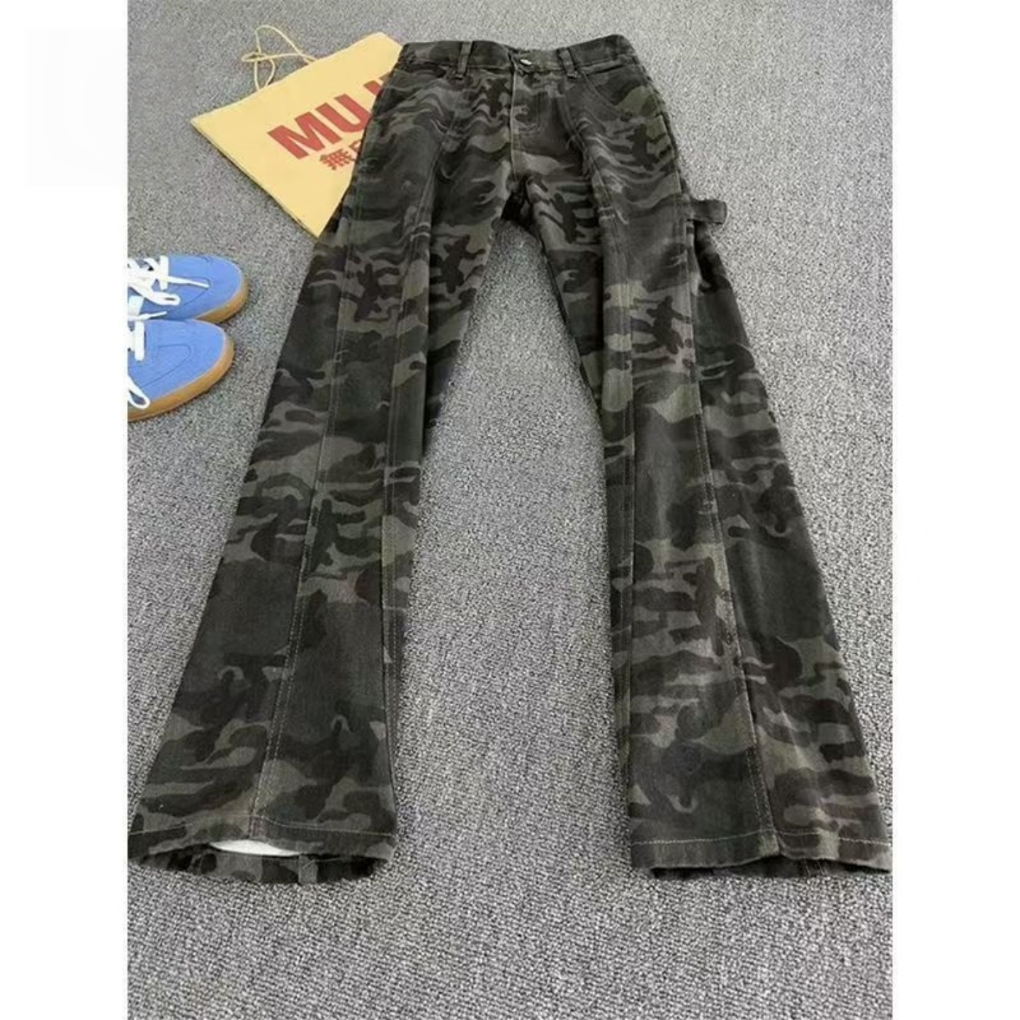 cleanfit迷彩弯刀牛仔裤男款微喇