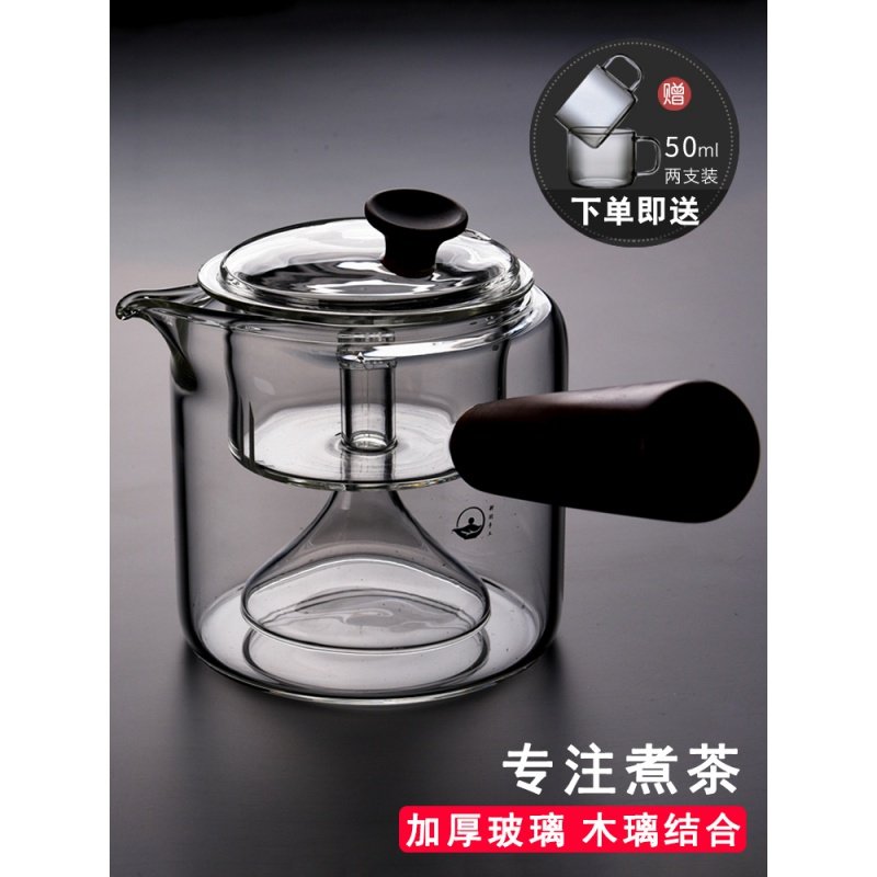 侧把加厚耐高温带过滤玻璃茶壶