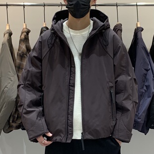 冬季韩版男士连帽羽绒服百搭潮流美式工装痞帅宽松休闲保暖羽绒衣