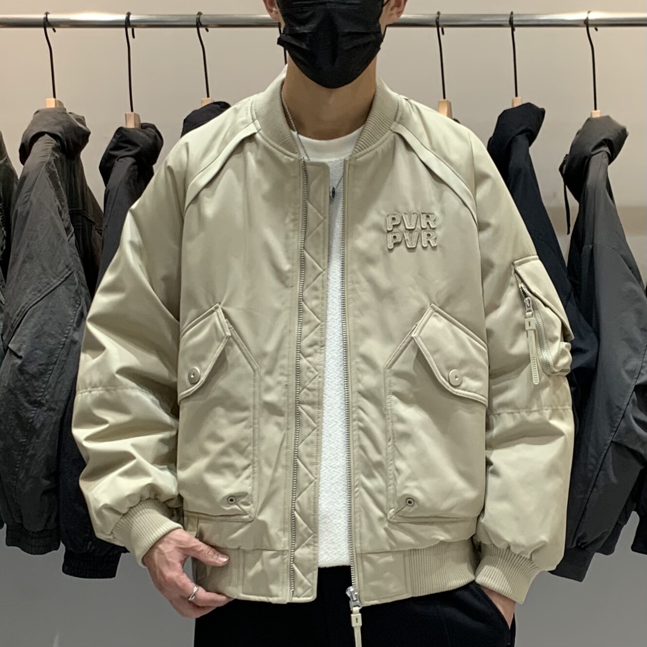 冬季韩版重结构90白鸭绒加厚飞行工装羽绒服男士棒球服保暖羽绒衣