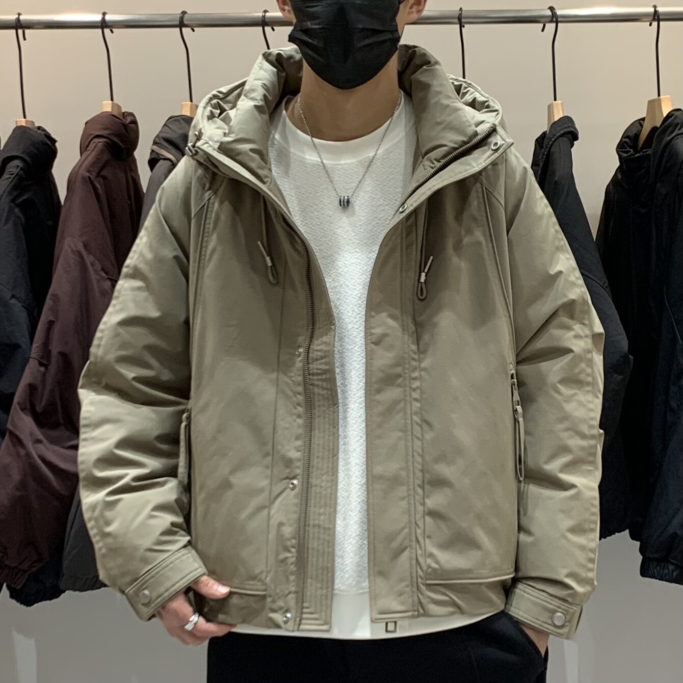 冬季韩版男士连帽羽绒服百搭潮流日系时尚工装痞帅休闲保暖羽绒衣