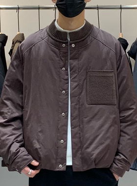 冬季韩版男立领羽绒服百搭潮流美式时尚拼接设计感痞帅90绒羽绒衣