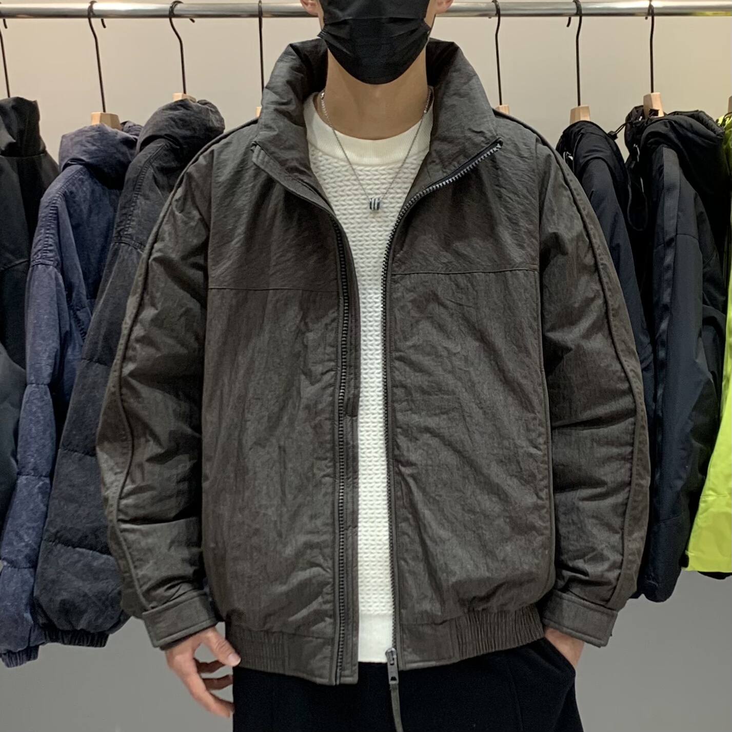 冬季韩版男士立领羽绒服百搭潮流美式复古时尚简约痞帅保暖羽绒衣