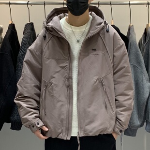 痞帅时尚 冬季 连帽羽绒服百搭潮流美式 男士 休闲冲锋保暖羽绒衣 韩版