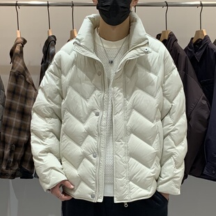 冬季韩版男士立领羽绒服百搭潮流日系时尚零压感绗缝保暖羽绒衣
