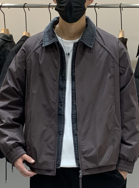 5mm-潮牌假两件翻领工装羽绒服男冬季宽松休闲青年痞帅白鸭绒外套