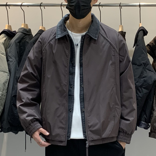 宽松休闲青年痞帅白鸭绒外套 羽绒服男冬季 5mm 潮牌假两件翻领工装